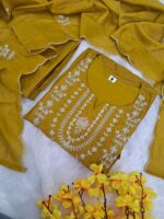 Teal Blue Embroidered Kurta Set With A Scalloped Dupatta - Image 3
