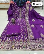 Dola Silk Kurti With Tie Work , Pant & Beautiful Banarasi Dupatta - Image 3