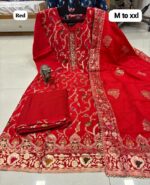 Dola Silk Kurti With Tie Work , Pant & Beautiful Banarasi Dupatta - Image 5