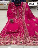 Dola Silk Kurti With Tie Work , Pant & Beautiful Banarasi Dupatta - Image 9