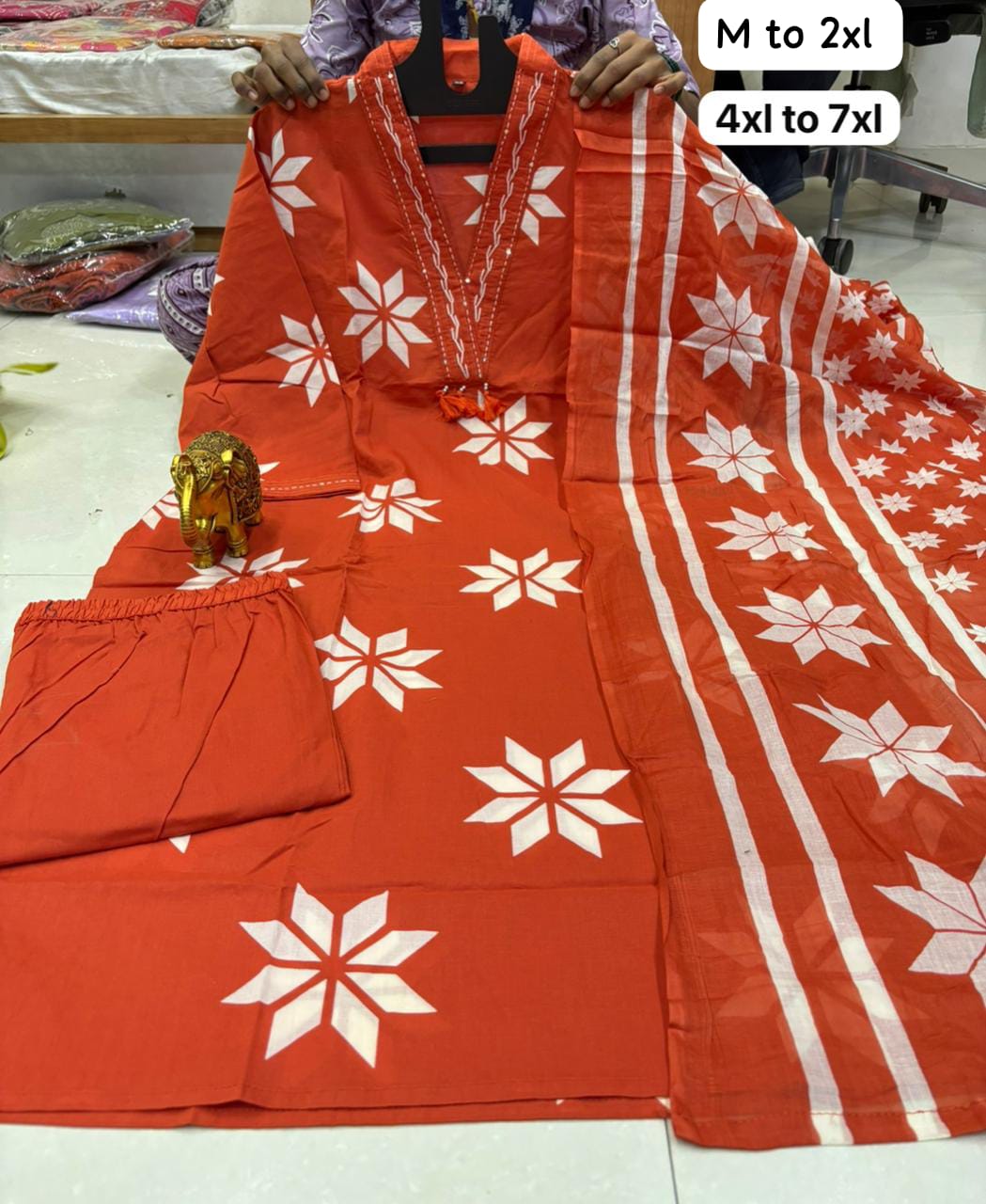 WhatsApp Image 2026-02-20 at 7.19.08 PM Pure Mal Cotton Aline Side Cut Kurti ,Pant ,Duppata - Image 1