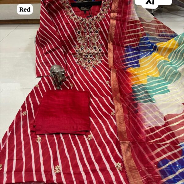 Heavy Hand Work Kurti, Pant ,Colour Full Dupatta Set