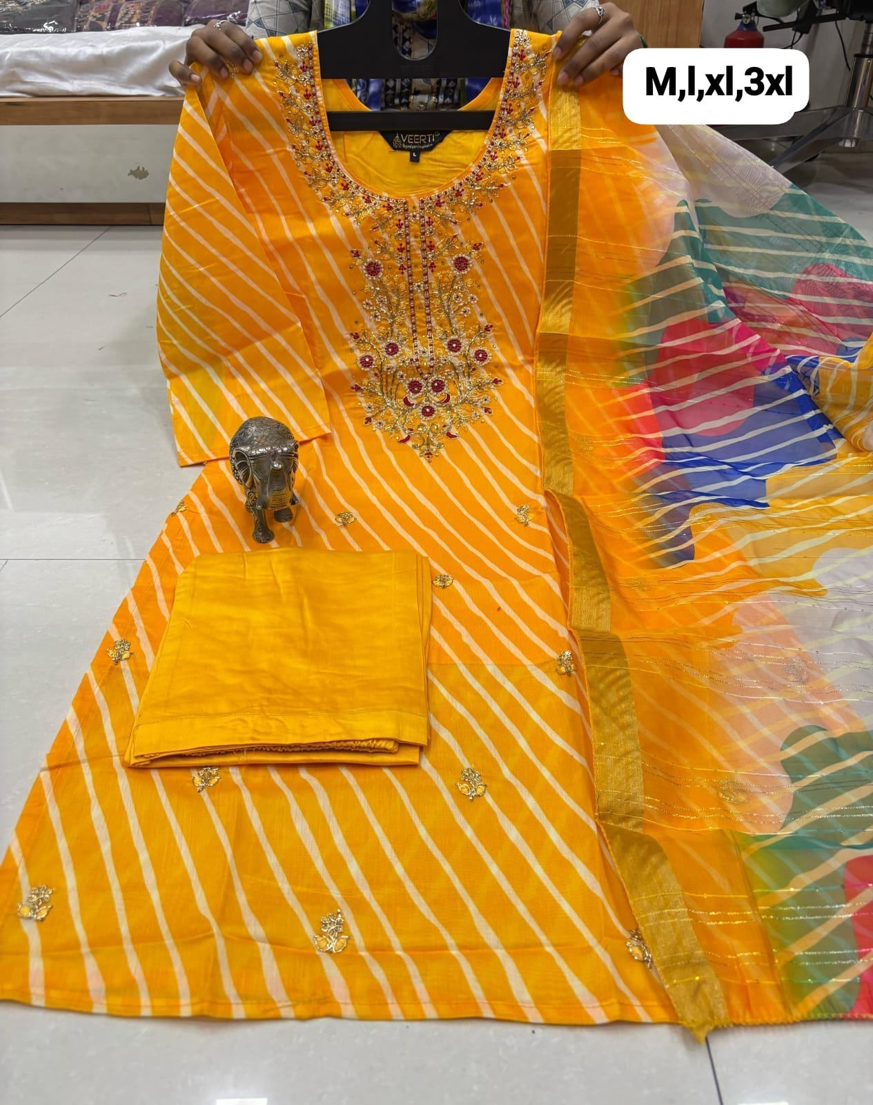 WhatsApp Image 2026-02-20 at 7.20.01 PM (2) Heavy Hand Work Kurti, Pant ,Colour Full Dupatta Set - Image 1