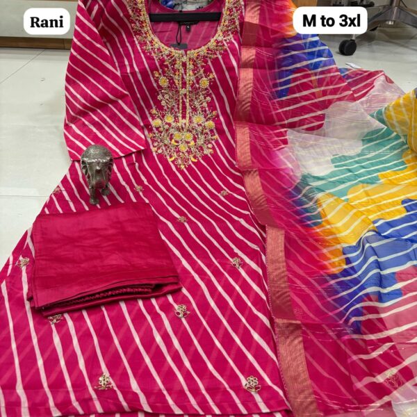 Heavy Hand Work Kurti, Pant ,Colour Full Dupatta Set
