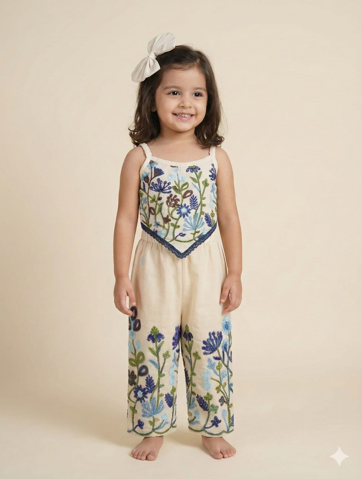 WhatsApp Image 2026-02-20 at 7.34.50 PM Hand - Embreoidered Co -cord Jump suit || floral Embroired Dungaree - Image 1