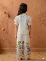 Khadi Cotton Fabric with embroidery dori work with cording - Image 3