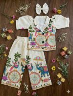 Khadi Cotton Fabric with embroidery dori work with cording - Image 5