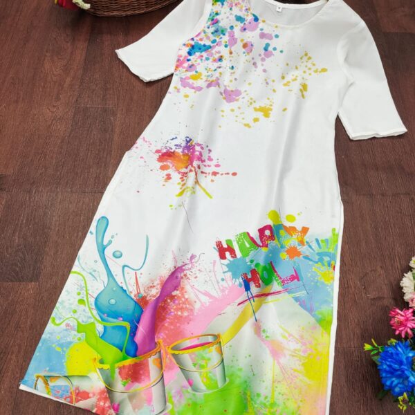 Holi _ themed digital print kurtis