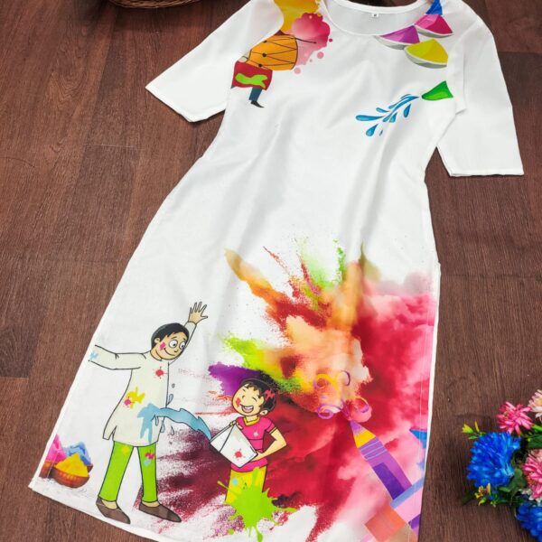 Holi _ themed digital print kurtis