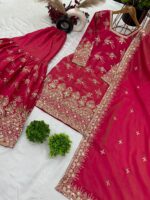 Presenting new Collection in Simmer silk with full heavy embroidery sequence work full stithed reddy to wear collection - Image 6