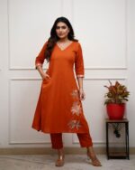 beautiful Embroidery work on Kurti with 2 Side Pockets Pockets