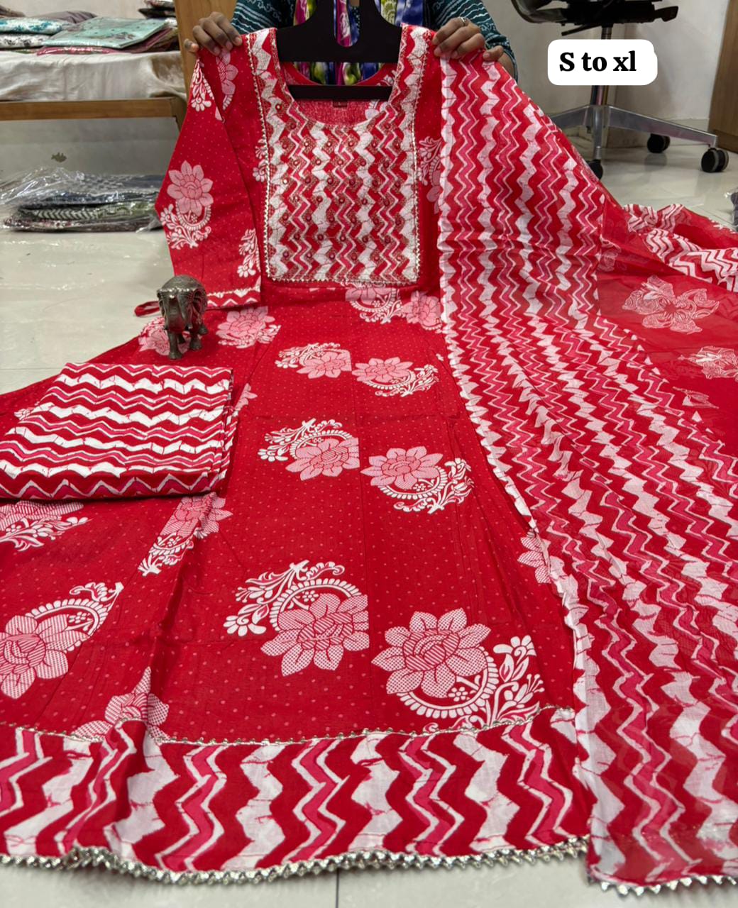 WhatsApp Image 2026-02-22 at 11.26.34 AM Pure Cotton Anarkali Kurti Pent Duppeta set - Image 1