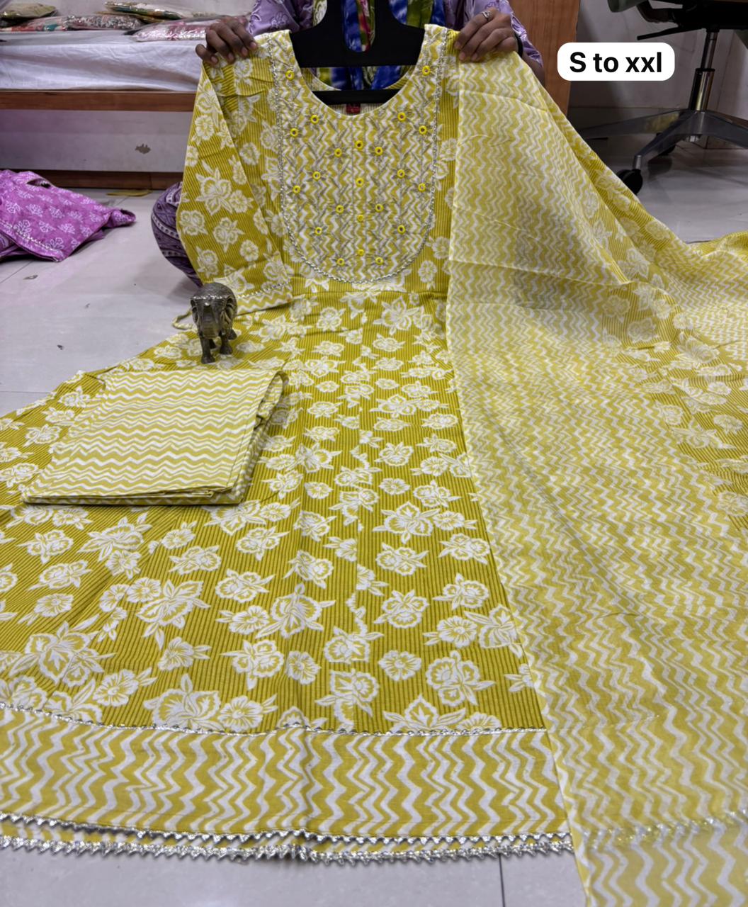 WhatsApp Image 2026-02-22 at 11.26.37 AM (1) Pure Cotton Anarkali Kurti Pent Duppeta set - Image 1