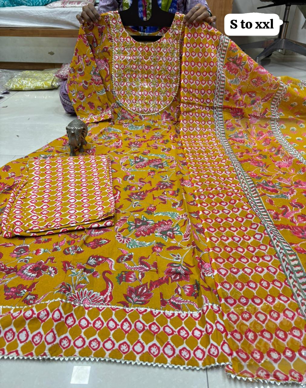 WhatsApp Image 2026-02-22 at 11.26.37 AM Pure Cotton Anarkali Kurti Pent Duppeta set - Image 1