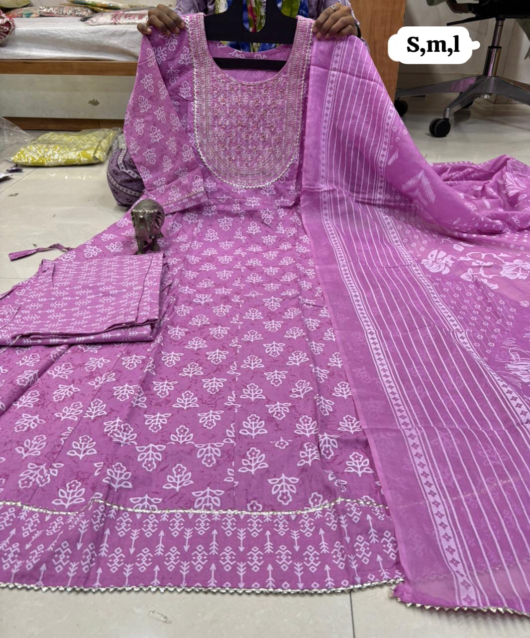WhatsApp Image 2026-02-22 at 11.26.39 AM (1) Pure Cotton Anarkali Kurti Pent Duppeta set - Image 1