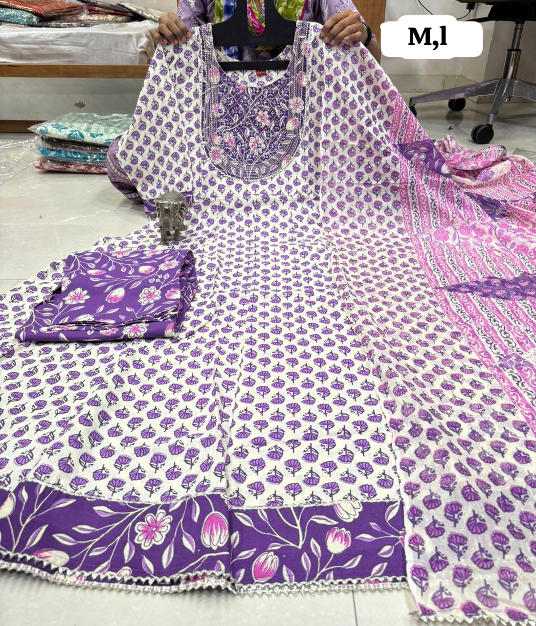 WhatsApp Image 2026-02-22 at 11.26.40 AM (1) Pure Cotton Anarkali Kurti Pent Duppeta set - Image 1