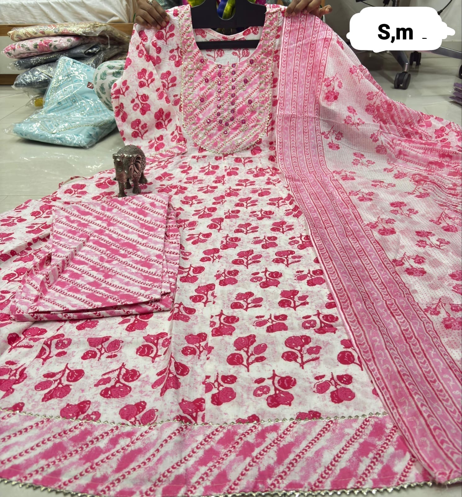 WhatsApp Image 2026-02-22 at 11.26.41 AM Pure Cotton Anarkali Kurti Pent Duppeta set - Image 1