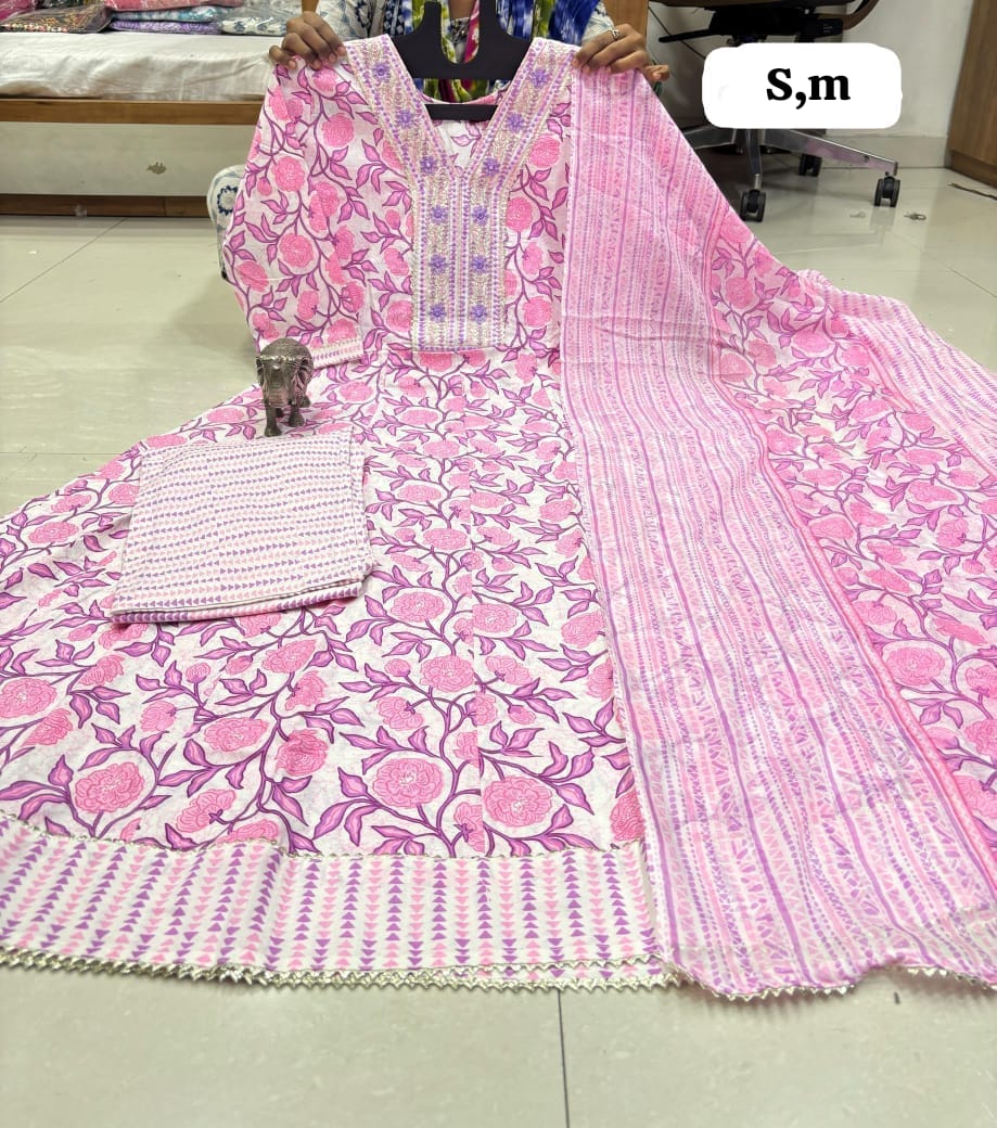 WhatsApp Image 2026-02-22 at 11.26.42 AM Pure Cotton Anarkali Kurti Pent Duppeta set - Image 1