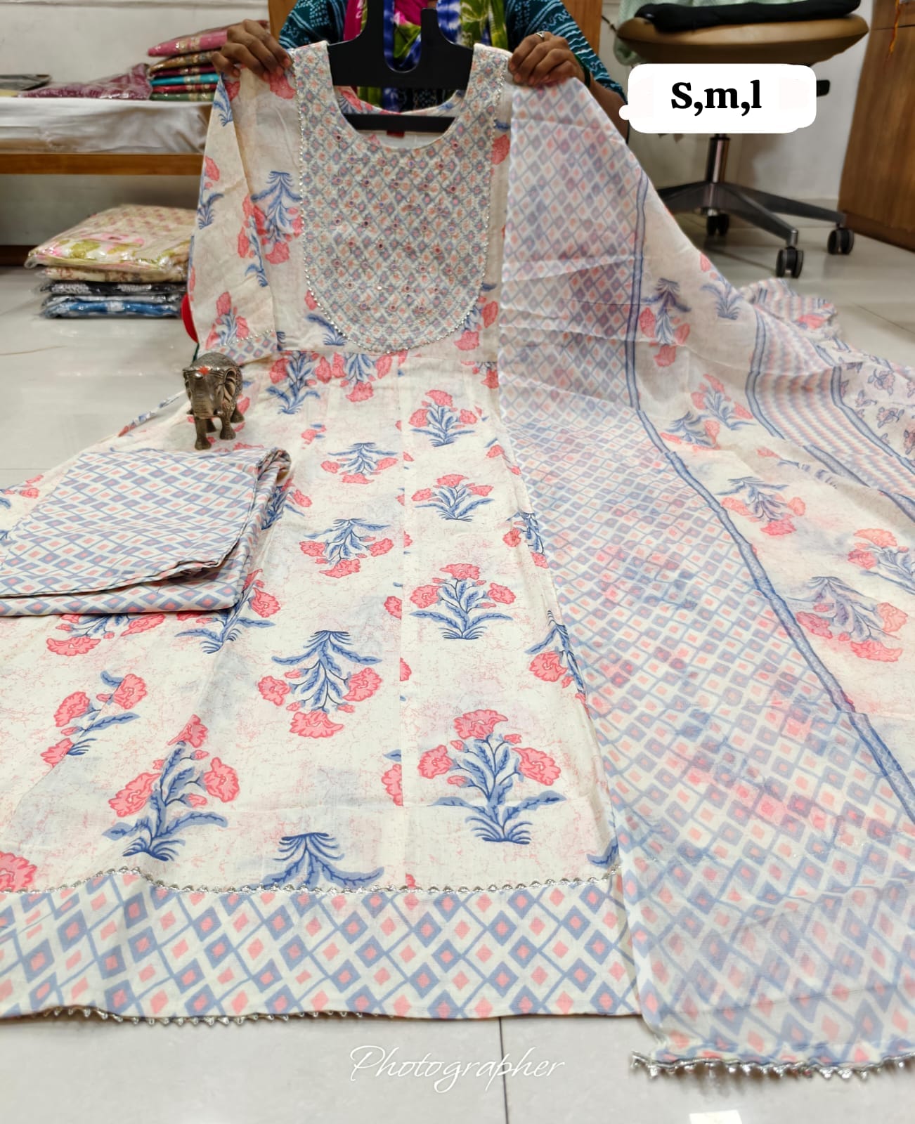 WhatsApp Image 2026-02-22 at 11.26.45 AM Pure Cotton Anarkali Kurti Pent Duppeta set - Image 1