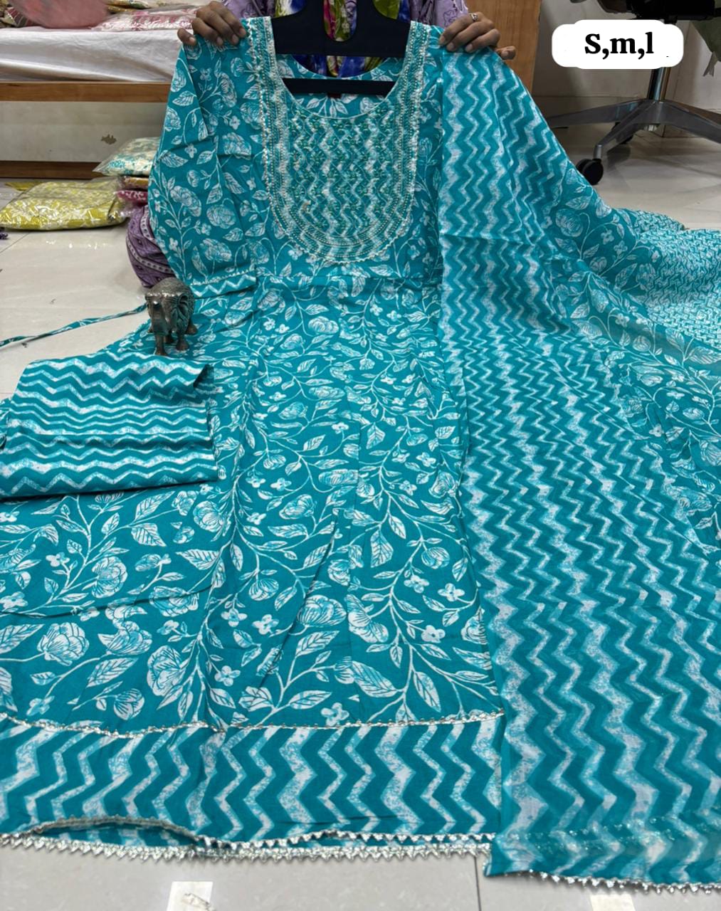 WhatsApp Image 2026-02-22 at 11.26.46 AM (1) Pure Cotton Anarkali Kurti Pent Duppeta set - Image 1