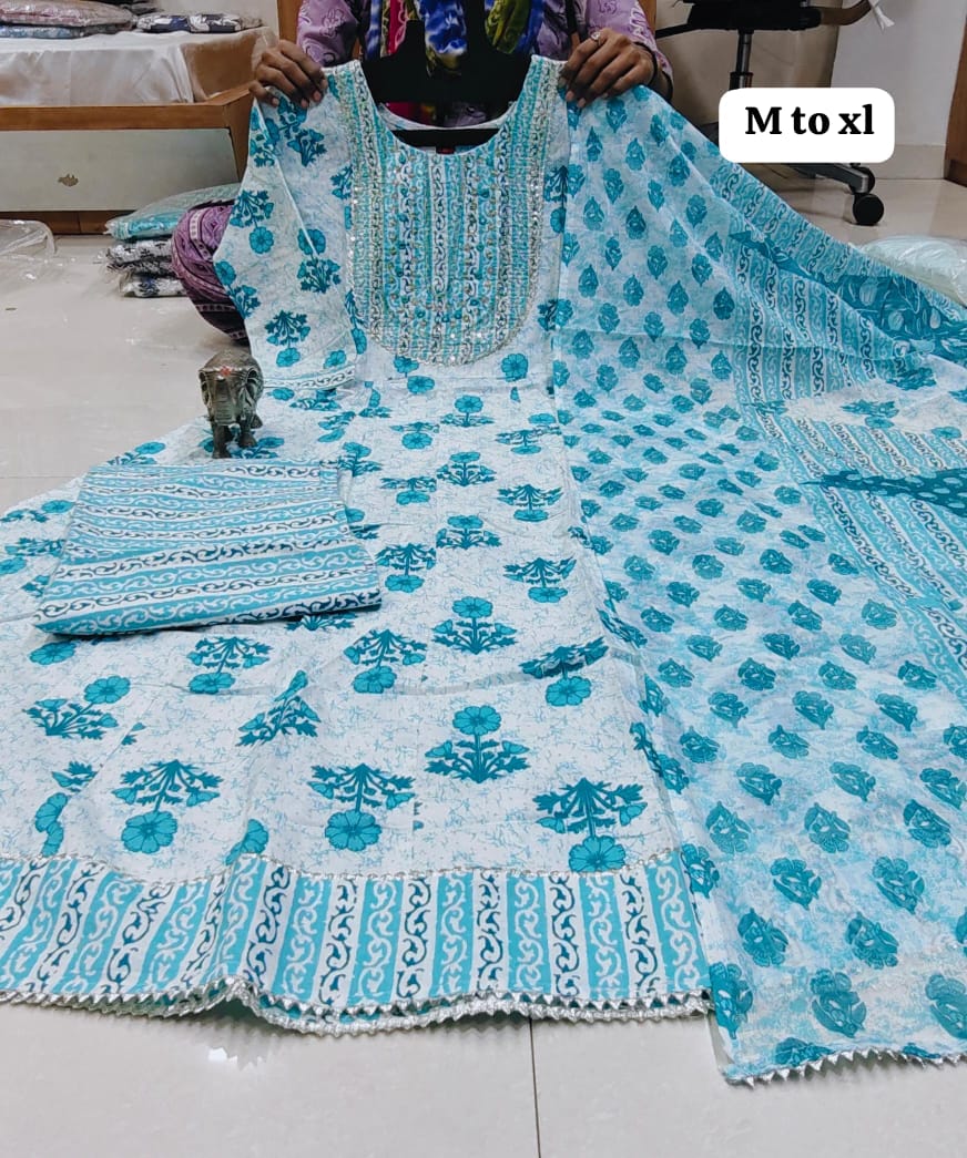 WhatsApp Image 2026-02-22 at 11.26.47 AM (1) Pure Cotton Anarkali Kurti Pent Duppeta set - Image 1