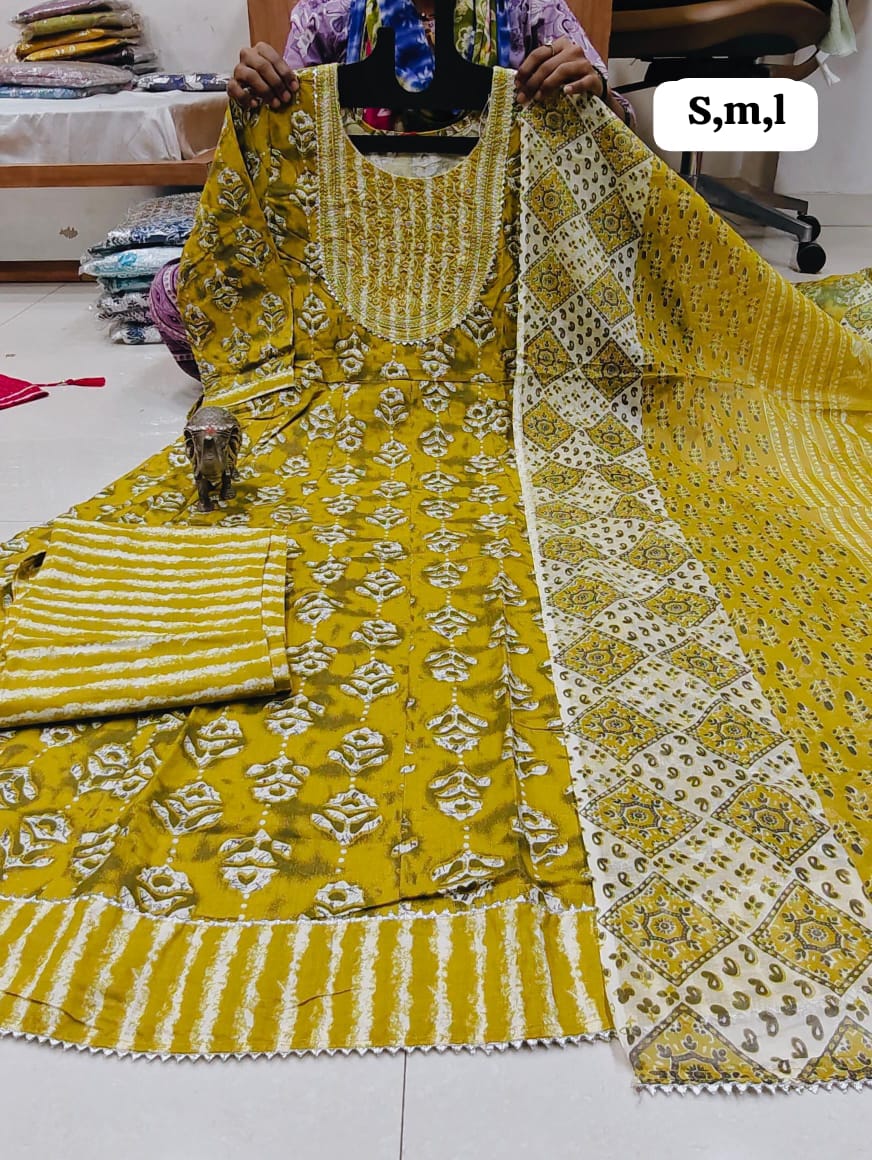 WhatsApp Image 2026-02-22 at 11.26.47 AM Pure Cotton Anarkali Kurti Pent Duppeta set - Image 1