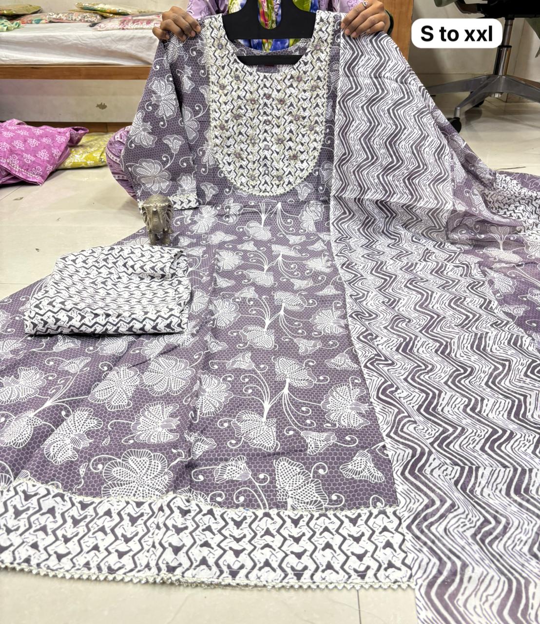 WhatsApp Image 2026-02-22 at 11.26.49 AM (1) Pure Cotton Anarkali Kurti Pent Duppeta set - Image 1