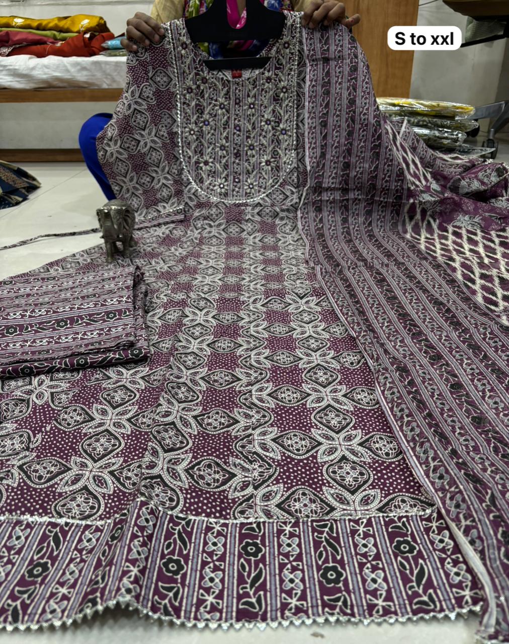 WhatsApp Image 2026-02-22 at 11.26.52 AM Pure Cotton Anarkali Kurti Pent Duppeta set - Image 1