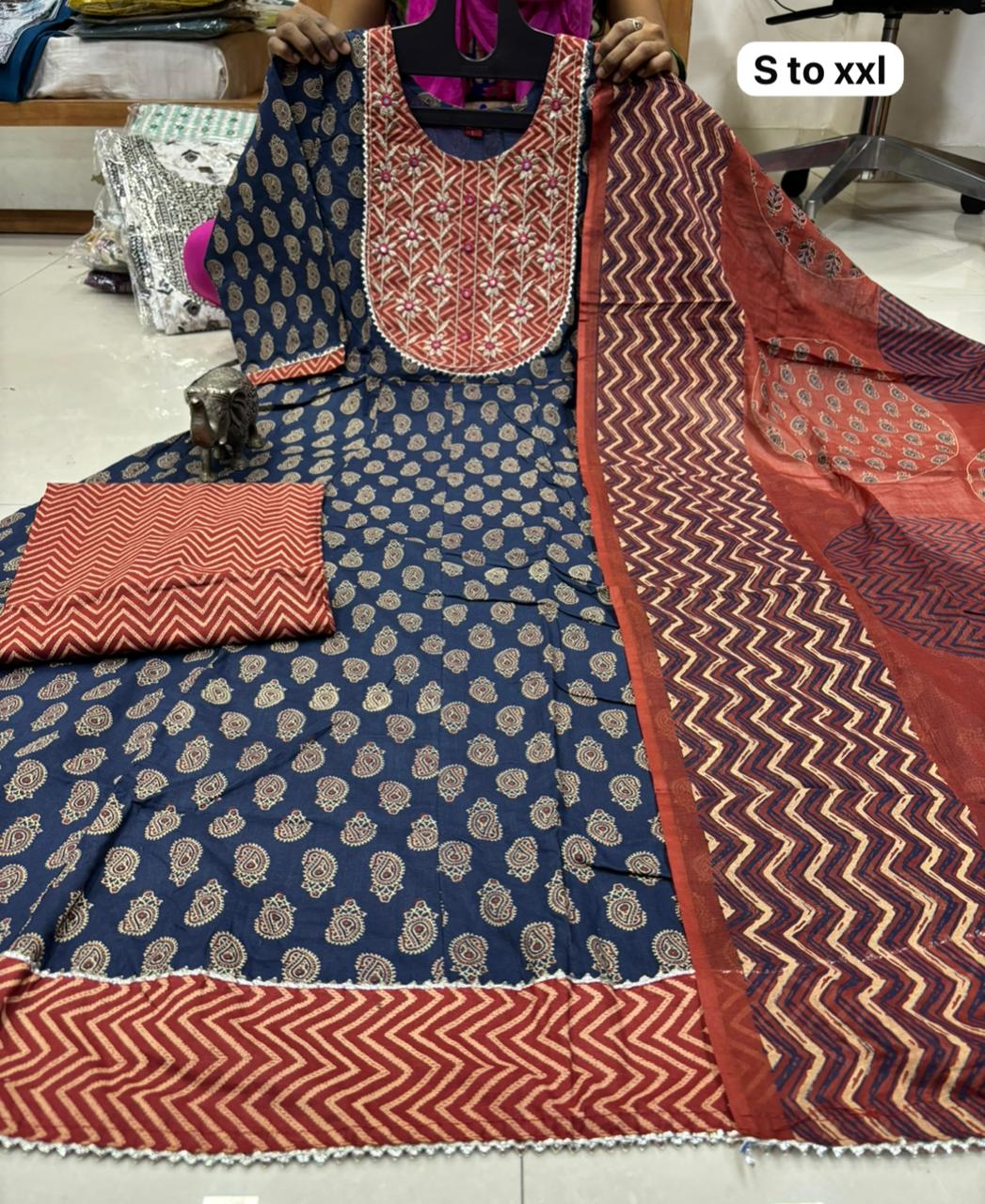 WhatsApp Image 2026-02-22 at 11.26.53 AM Pure Cotton Anarkali Kurti Pent Duppeta set - Image 1