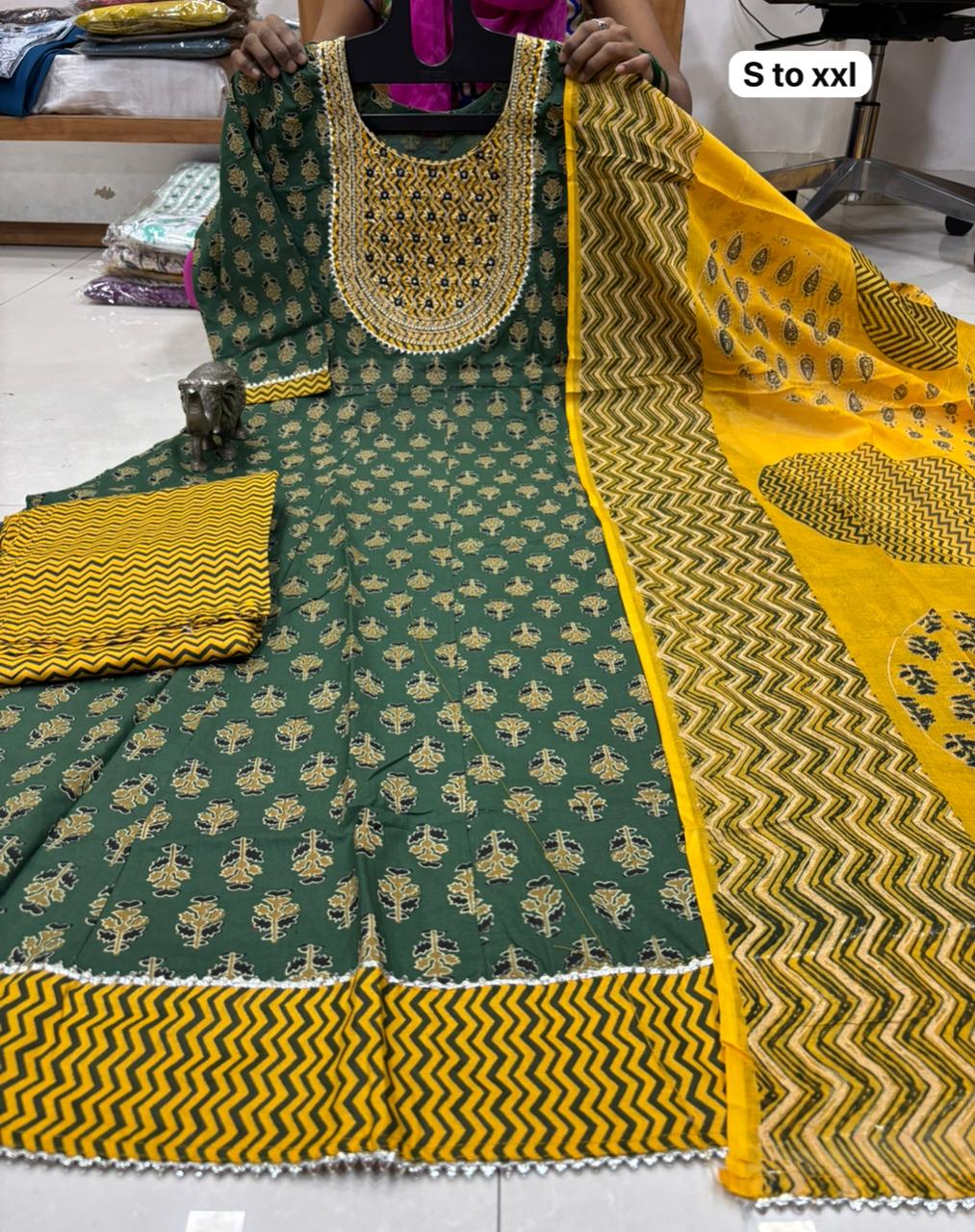 WhatsApp Image 2026-02-22 at 11.26.57 AM (1) Pure Cotton Anarkali Kurti Pent Duppeta set - Image 1