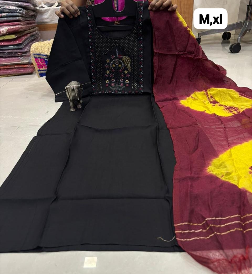 WhatsApp Image 2026-02-23 at 11.59.44 AM (2) CHANDERI MASLIN KURTI WITH DUPATTA 𤩠- Image 1
