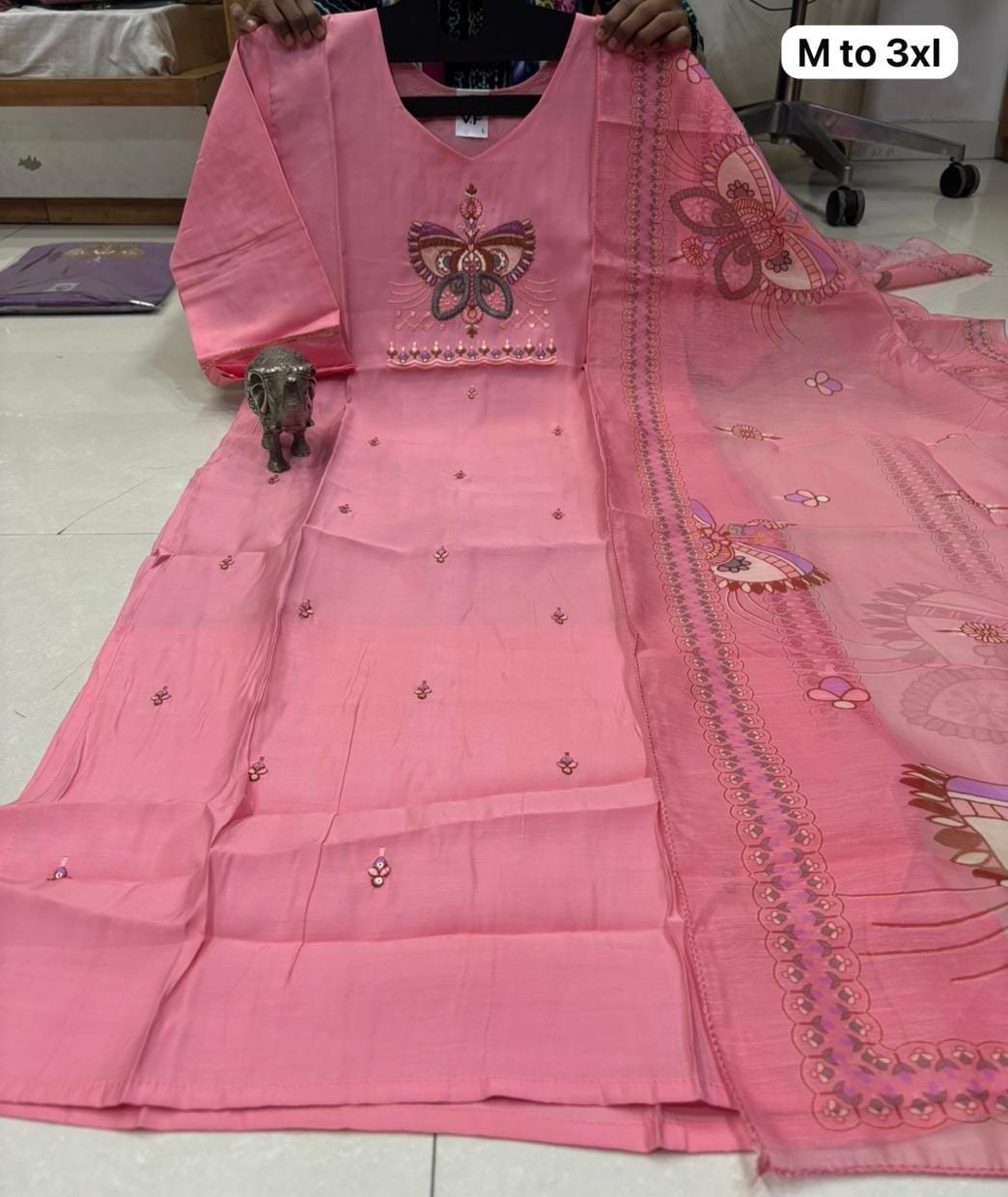 WhatsApp Image 2026-02-23 at 11.59.45 AM CHANDERI MASLIN KURTI WITH DUPATTA 𤩠- Image 1