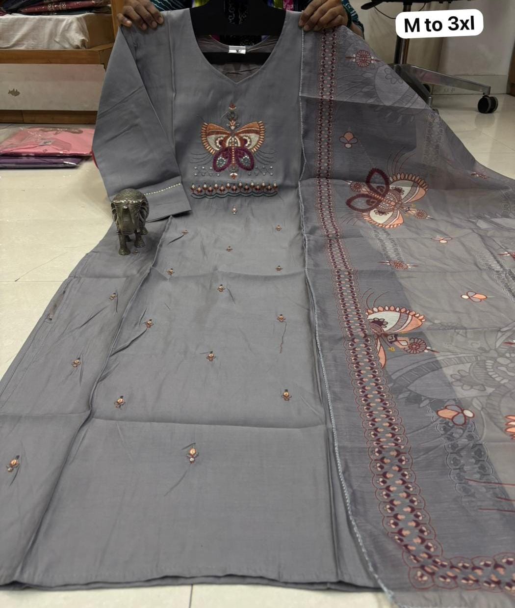 WhatsApp Image 2026-02-23 at 11.59.46 AM (1) CHANDERI MASLIN KURTI WITH DUPATTA 𤩠- Image 1