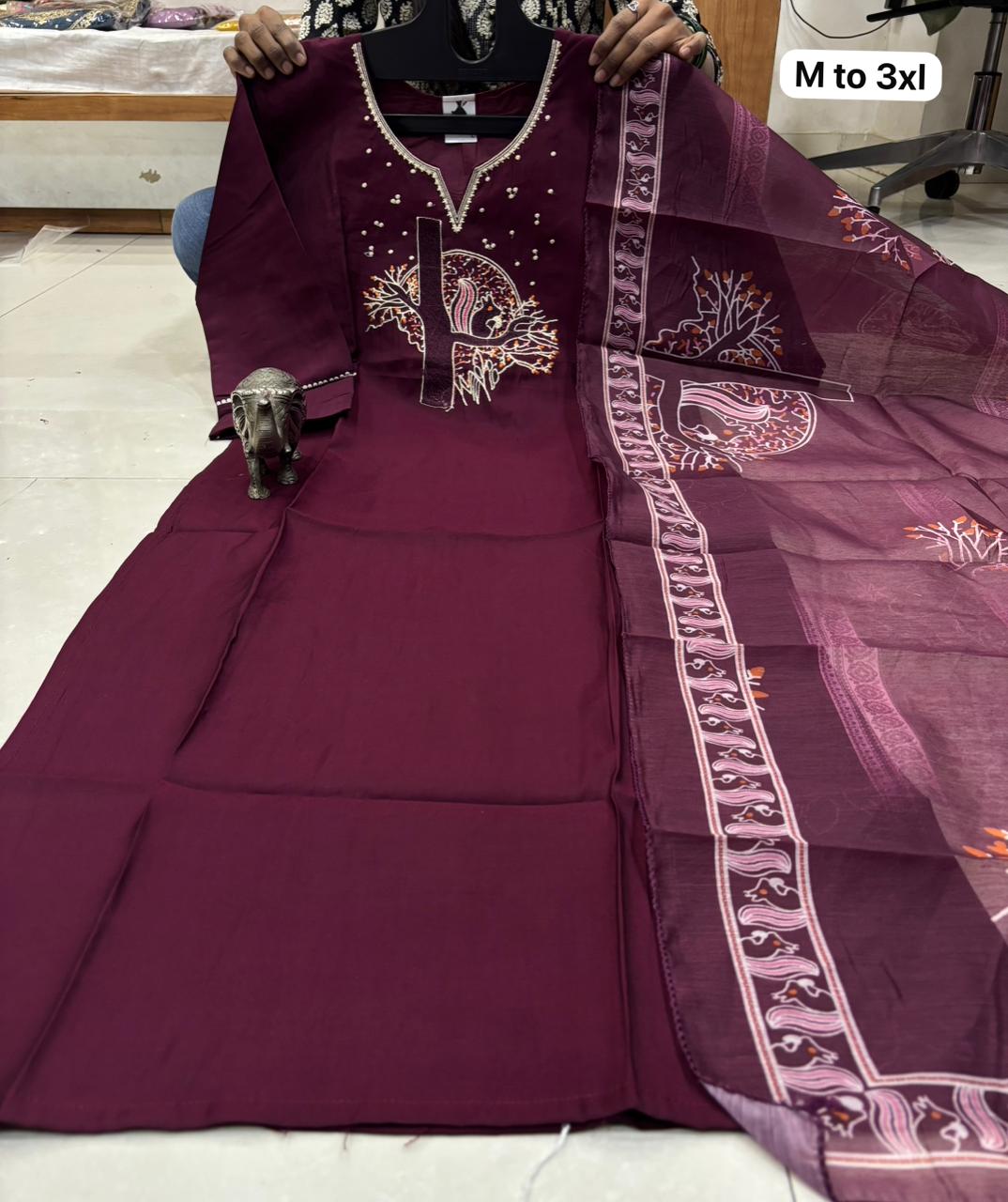 WhatsApp Image 2026-02-23 at 11.59.46 AM CHANDERI MASLIN KURTI WITH DUPATTA 𤩠- Image 1