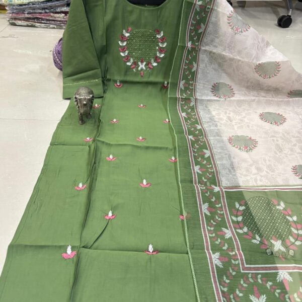 CHANDERI MASLIN KURTI WITH DUPATTA 🤩