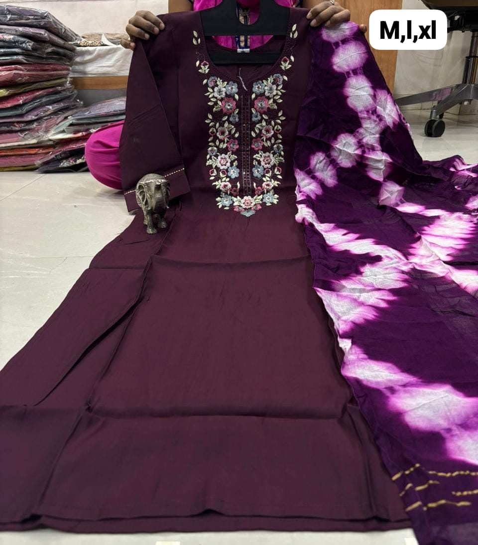 WhatsApp Image 2026-02-23 at 11.59.51 AM (1) CHANDERI MASLIN KURTI WITH DUPATTA 𤩠- Image 1