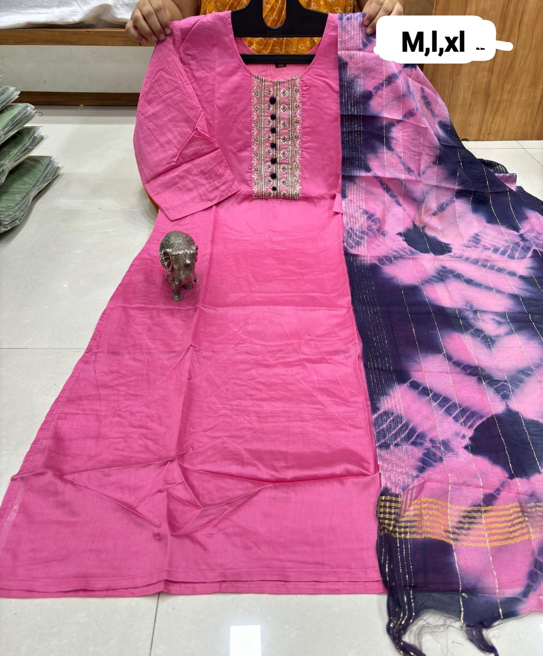 WhatsApp Image 2026-02-23 at 11.59.51 AM CHANDERI MASLIN KURTI WITH DUPATTA 𤩠- Image 1