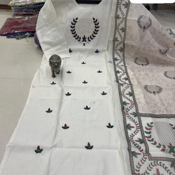 CHANDERI MASLIN KURTI WITH DUPATTA 🤩