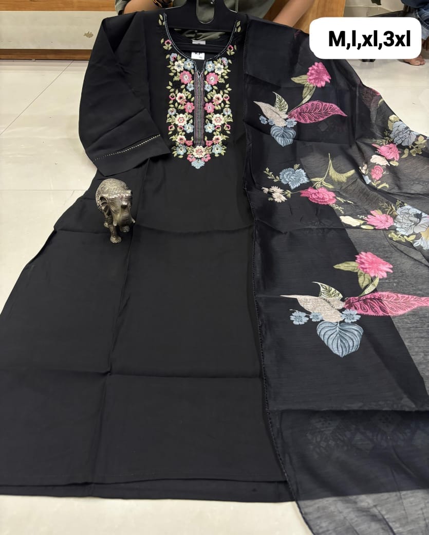 WhatsApp Image 2026-02-23 at 11.59.54 AM (1) CHANDERI MASLIN KURTI WITH DUPATTA 𤩠- Image 1