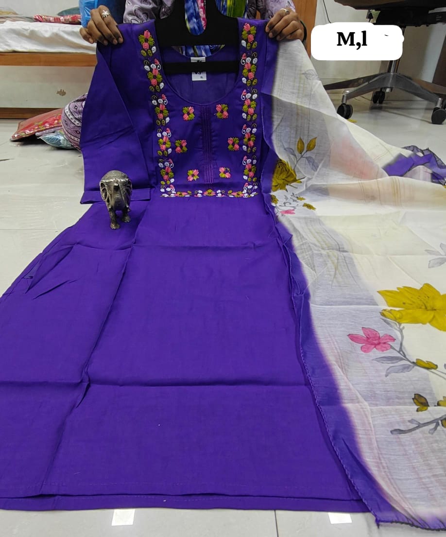 WhatsApp Image 2026-02-23 at 11.59.55 AM (1) CHANDERI MASLIN KURTI WITH DUPATTA 𤩠- Image 1