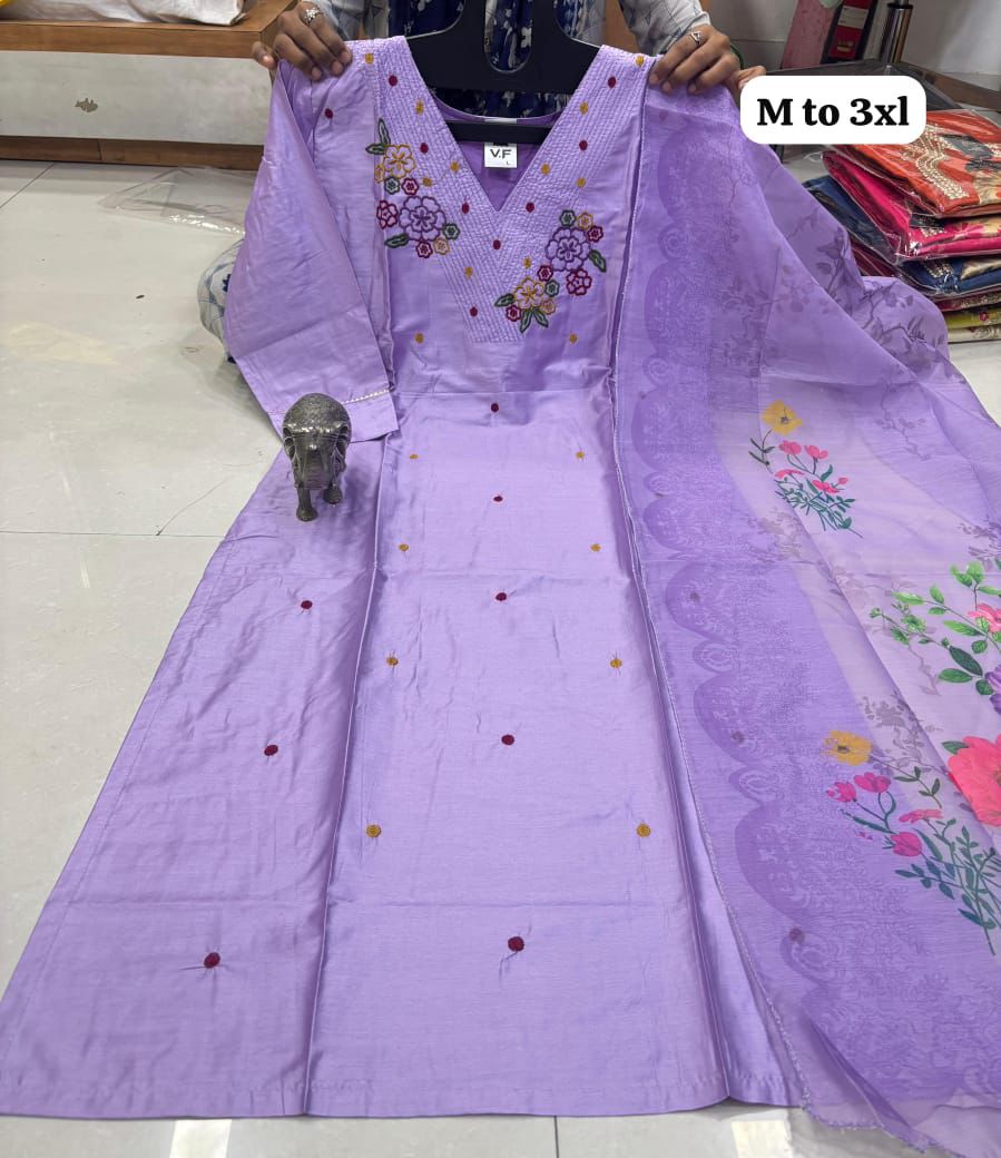 WhatsApp Image 2026-02-23 at 11.59.56 AM CHANDERI MASLIN KURTI WITH DUPATTA 𤩠- Image 1