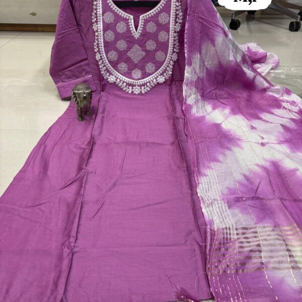 CHANDERI MASLIN KURTI WITH DUPATTA 🤩