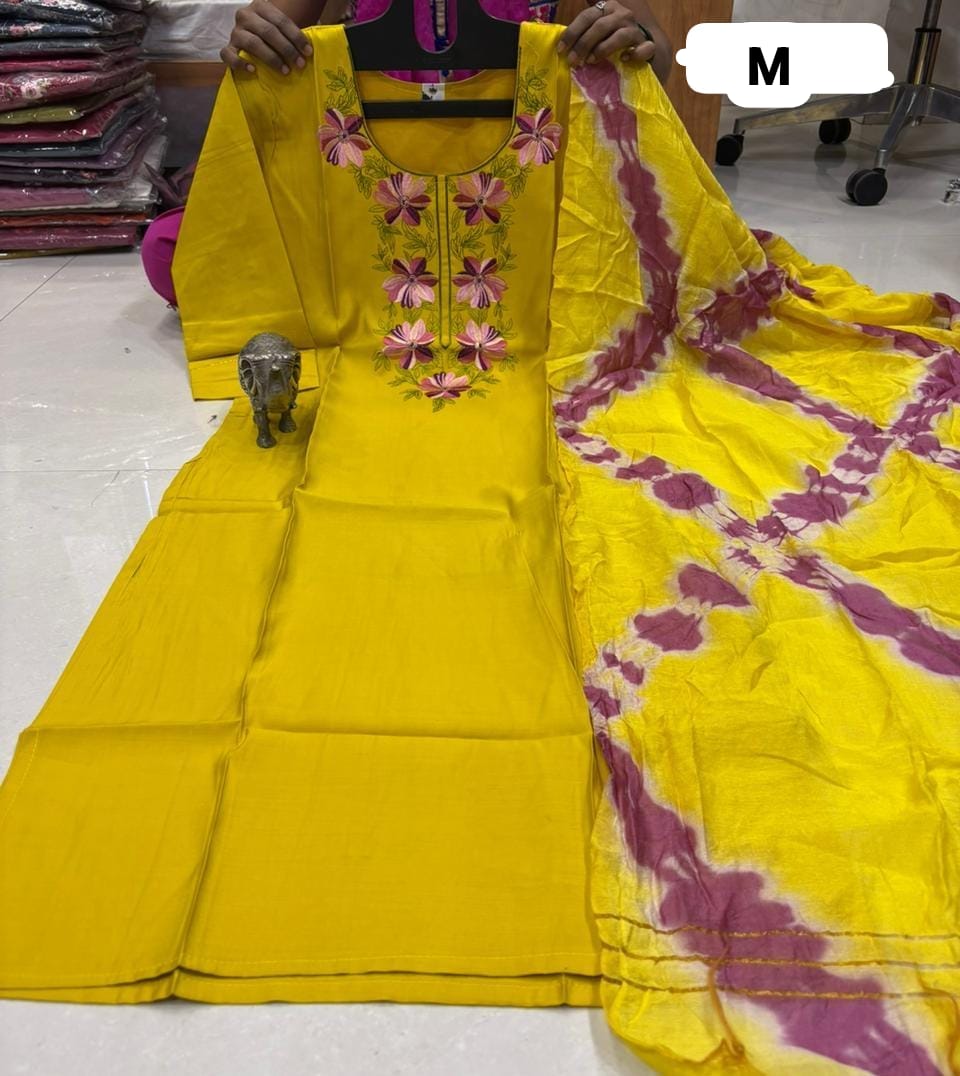 WhatsApp Image 2026-02-23 at 11.59.58 AM (2) CHANDERI MASLIN KURTI WITH DUPATTA 𤩠- Image 1