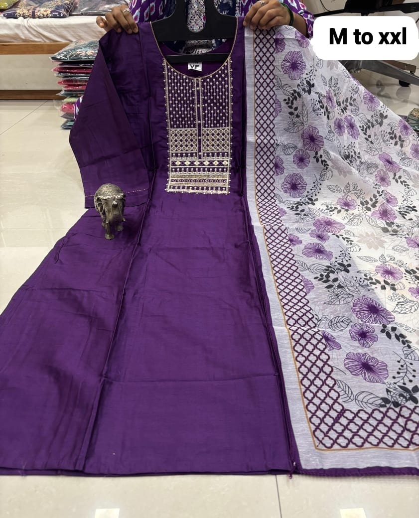 WhatsApp Image 2026-02-23 at 12.00.00 PM CHANDERI MASLIN KURTI WITH DUPATTA 𤩠- Image 1