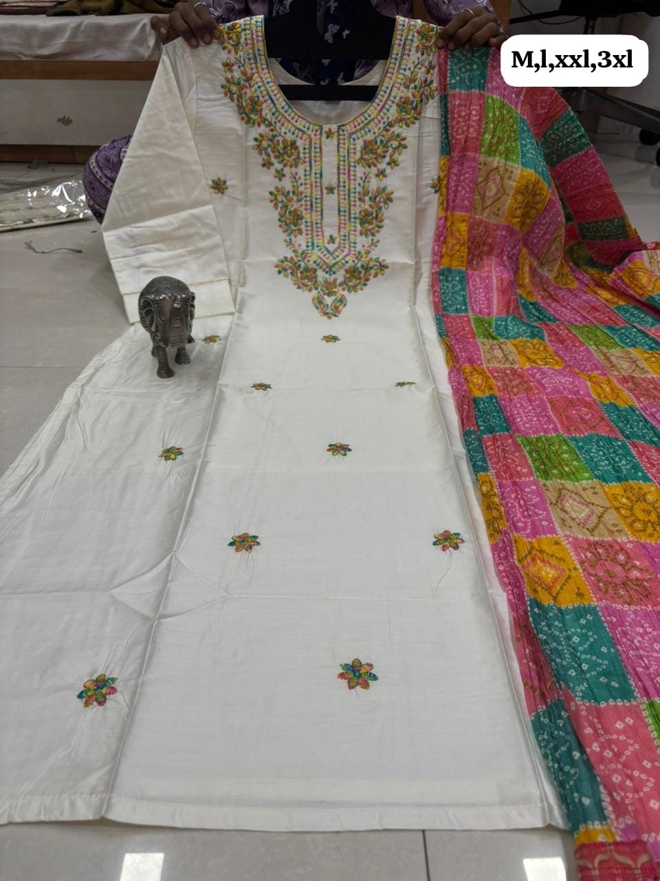 WhatsApp Image 2026-02-23 at 12.00.01 PM CHANDERI MASLIN KURTI WITH DUPATTA 𤩠- Image 1