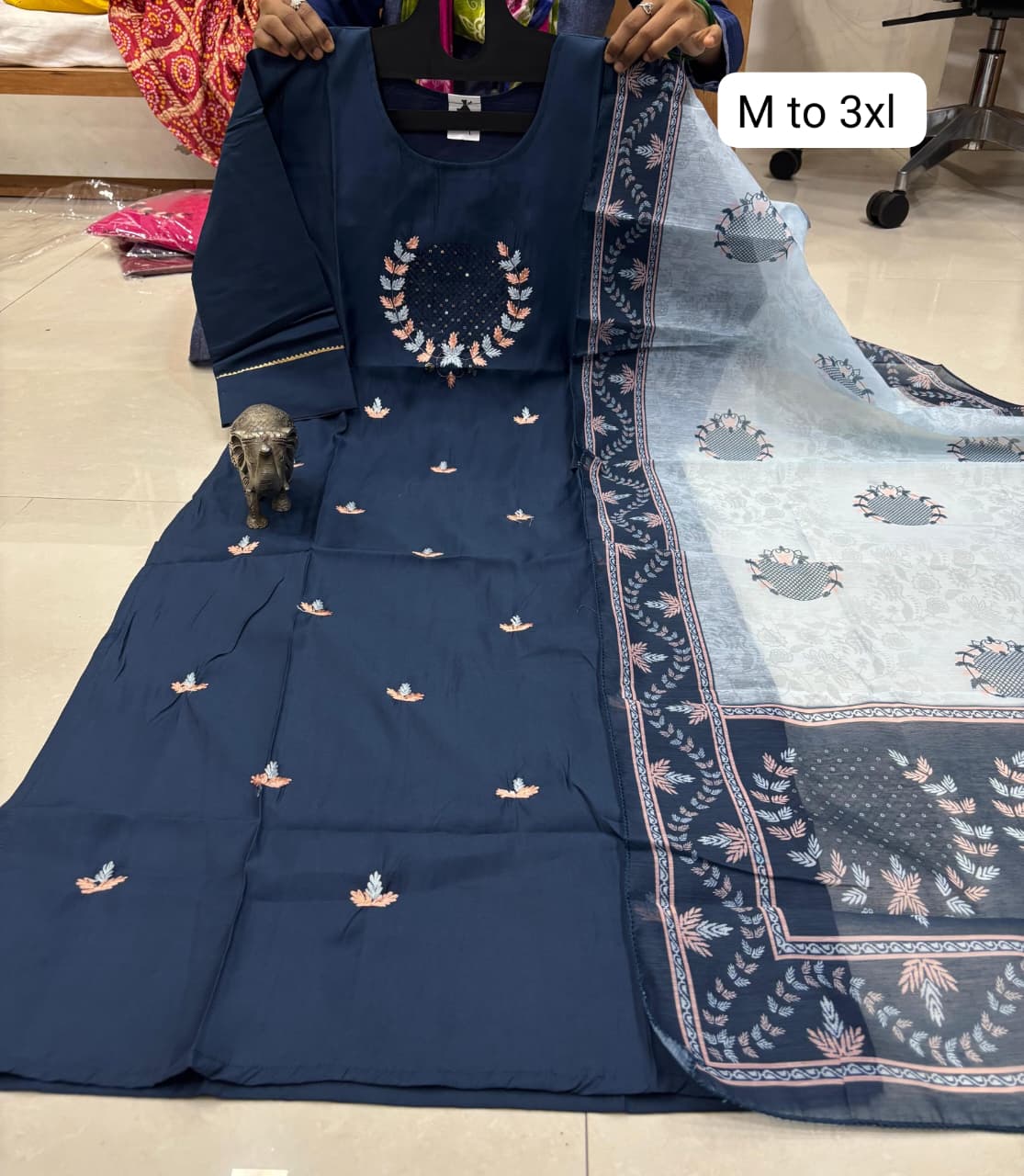 WhatsApp Image 2026-02-23 at 12.00.03 PM CHANDERI MASLIN KURTI WITH DUPATTA 𤩠- Image 1