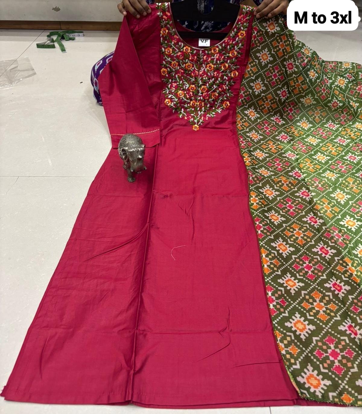 WhatsApp Image 2026-02-23 at 12.00.06 PM (1) CHANDERI MASLIN KURTI WITH DUPATTA 𤩠- Image 1