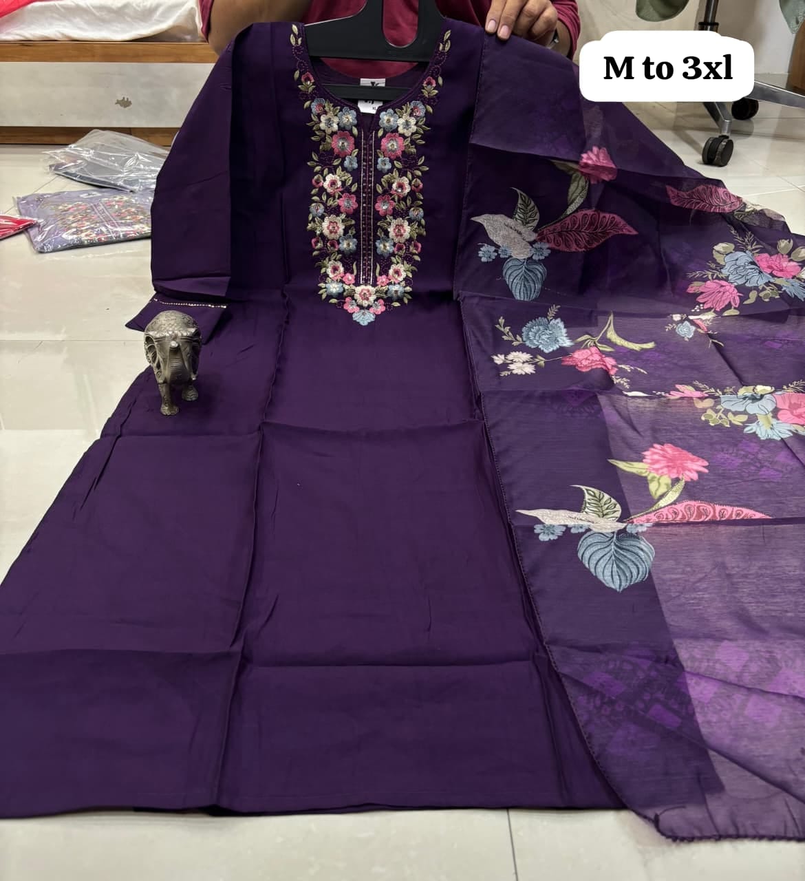 WhatsApp Image 2026-02-23 at 12.00.07 PM (1) CHANDERI MASLIN KURTI WITH DUPATTA 𤩠- Image 1
