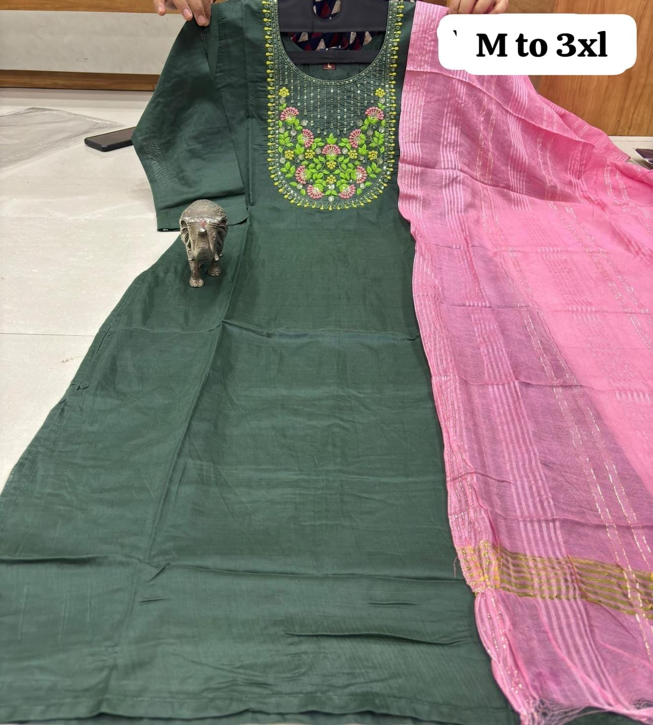 WhatsApp Image 2026-02-23 at 12.00.08 PM (1) CHANDERI MASLIN KURTI WITH DUPATTA 𤩠- Image 1