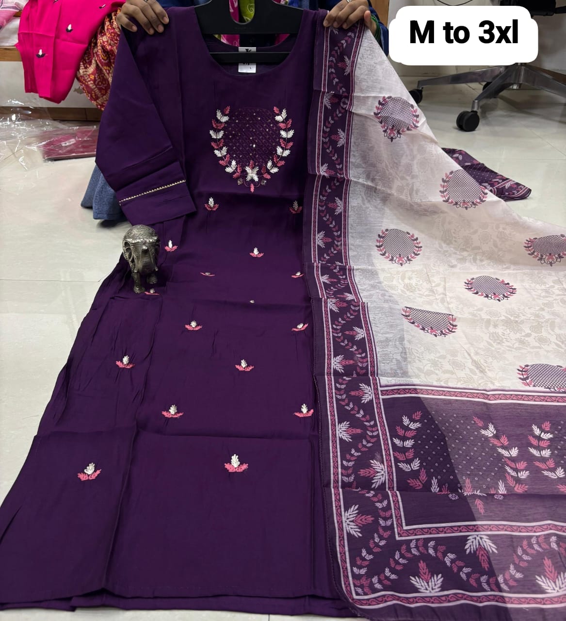 WhatsApp Image 2026-02-23 at 12.00.08 PM CHANDERI MASLIN KURTI WITH DUPATTA 𤩠- Image 1